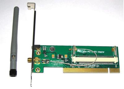 PCI till mini PCI adapter med kablage och antenn